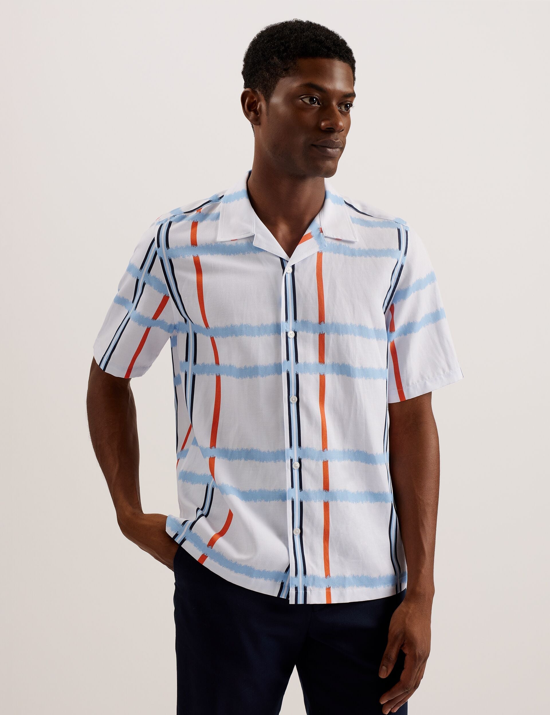 Ted Baker GARDON - Check Print Relaxed Short Sleeve Shirt