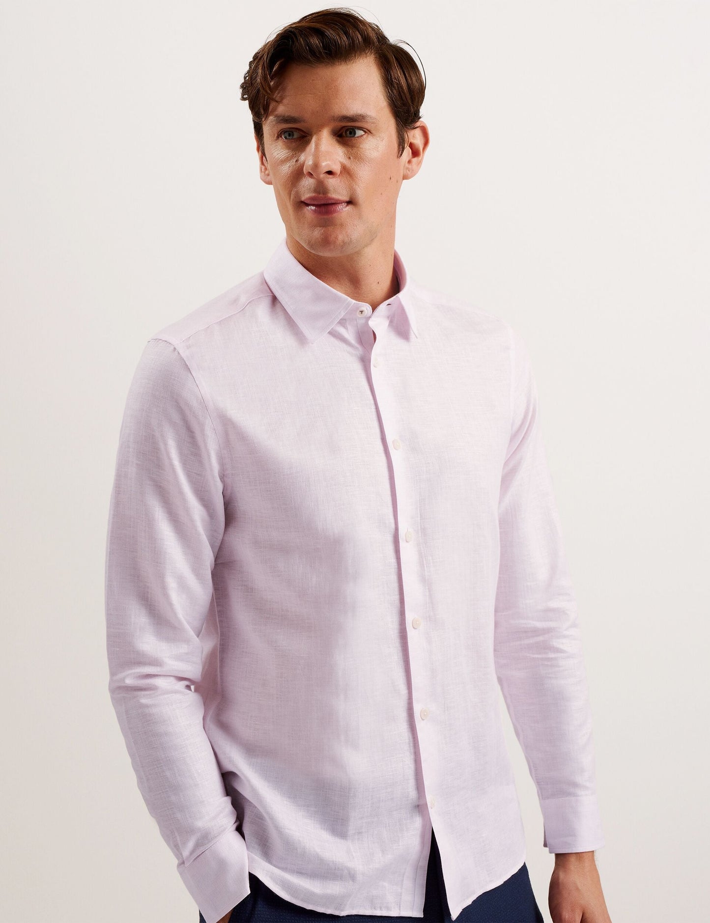 Ted Baker ROMEOS - Regular Fit Cotton Linen Long Sleeve Shirt