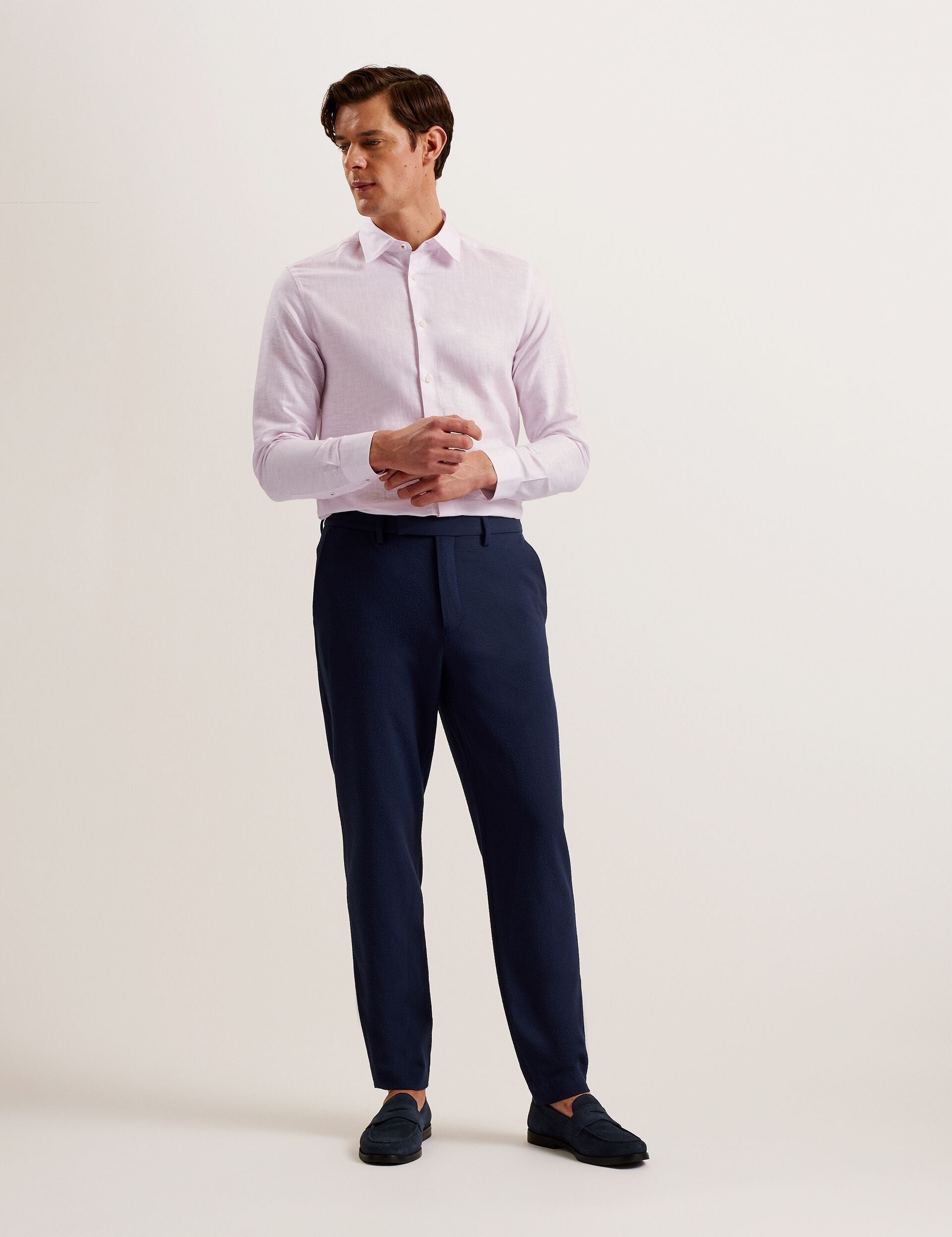 Ted Baker ROMEOS - Regular Fit Cotton Linen Long Sleeve Shirt