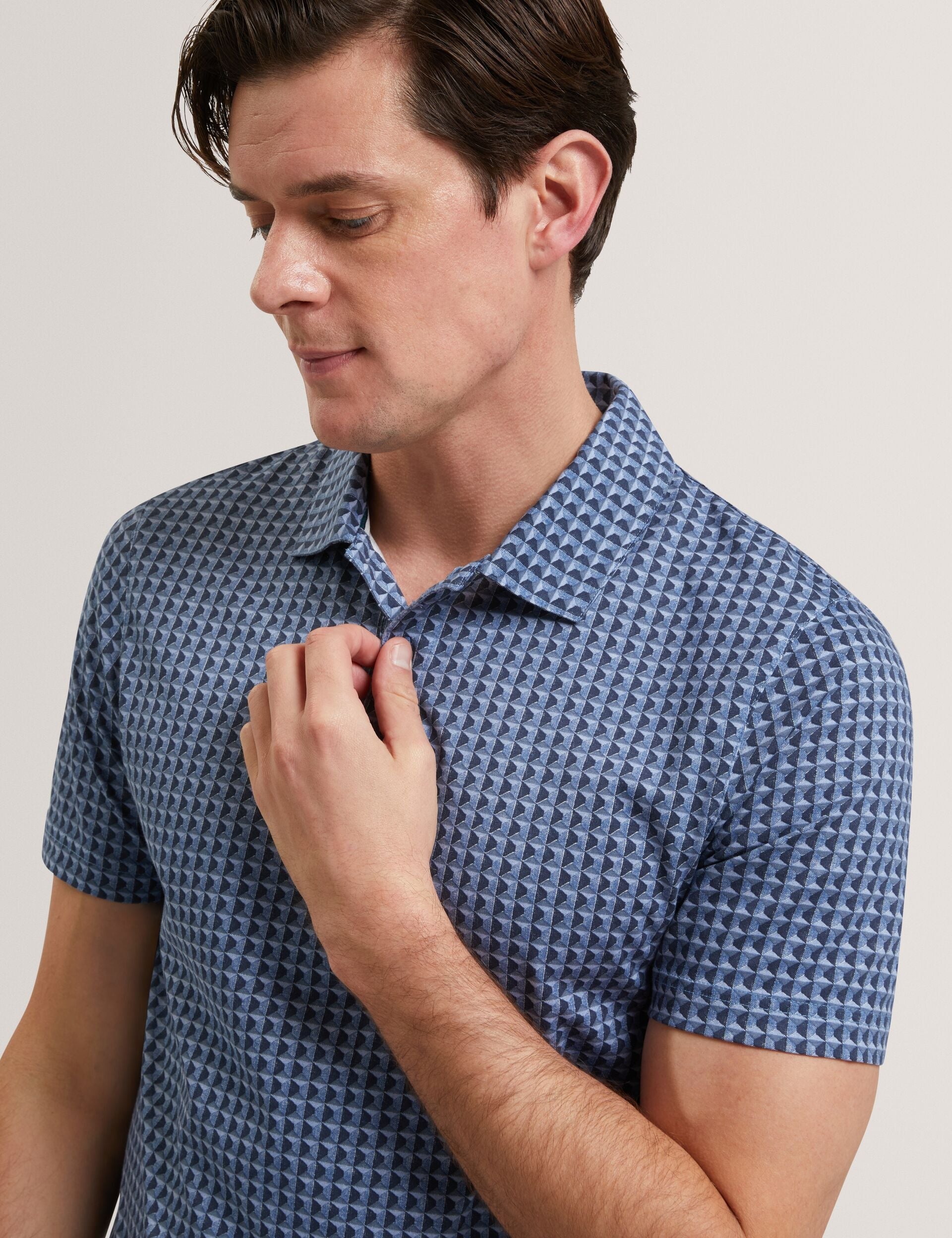 Ted Baker ZUMURUD Tile Print Cotton Short Sleeve Shirt