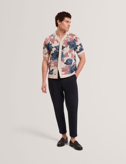 Ted Baker ASHQARA Shaded Floral Knit Button-Through Polo Shirt