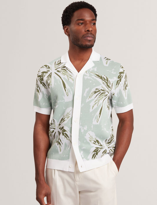 Ted Baker KYES - Leaf Print Knitted Short Sleeve Shirt