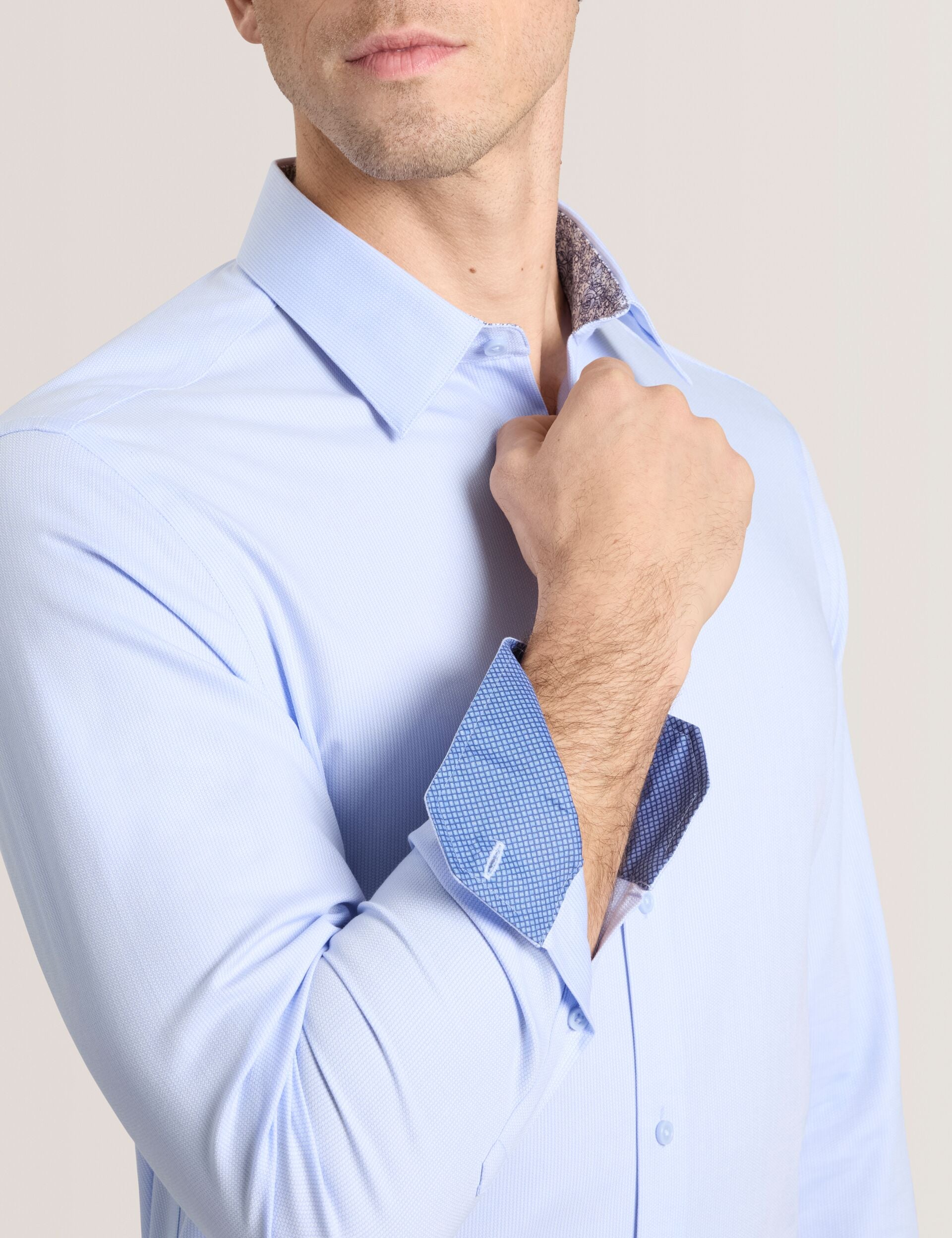Ted Baker GENEVA Textured Stretch Cotton Slim Fit Shirt