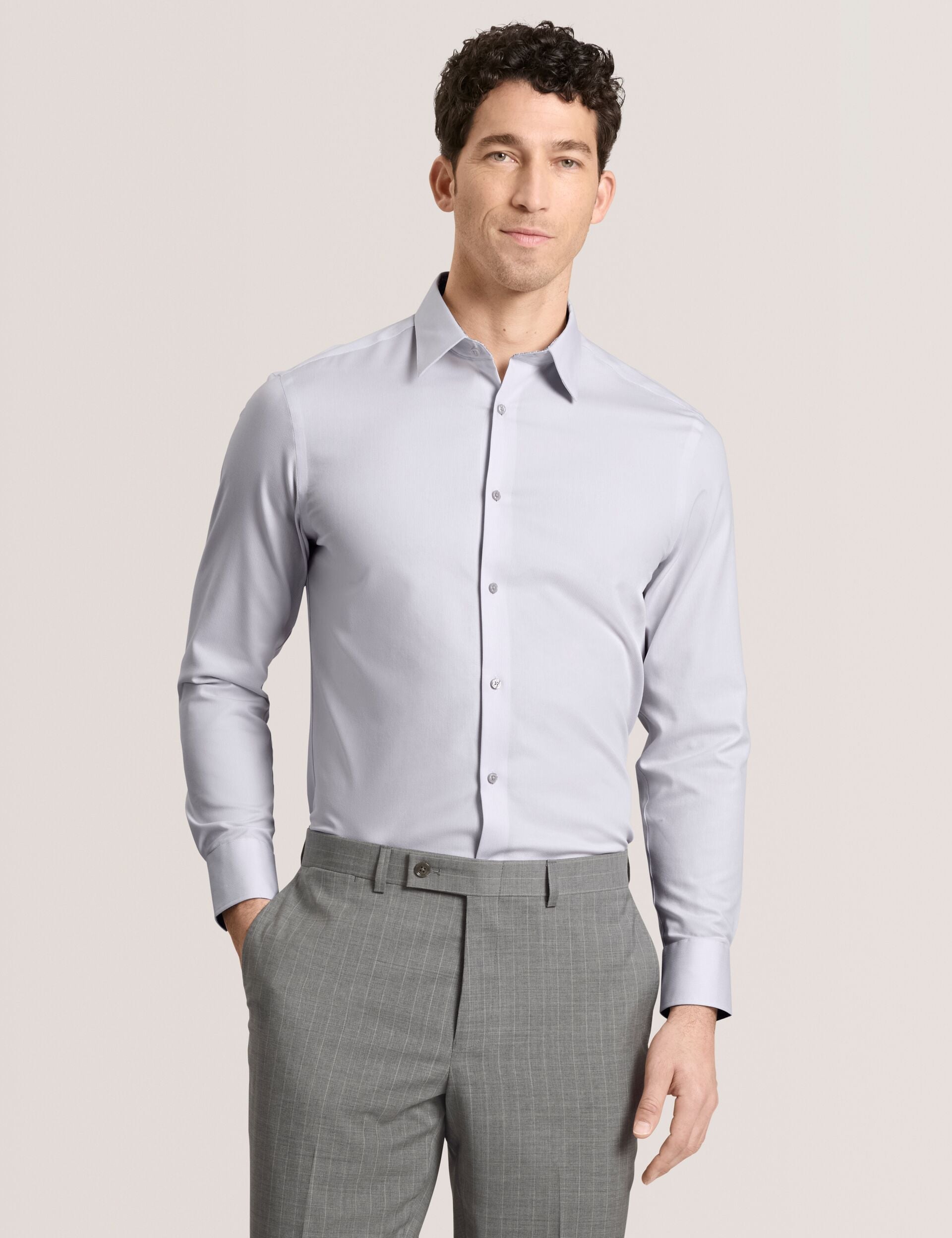 Ted Baker GENEVA Textured Stretch Cotton Slim Fit Shirt