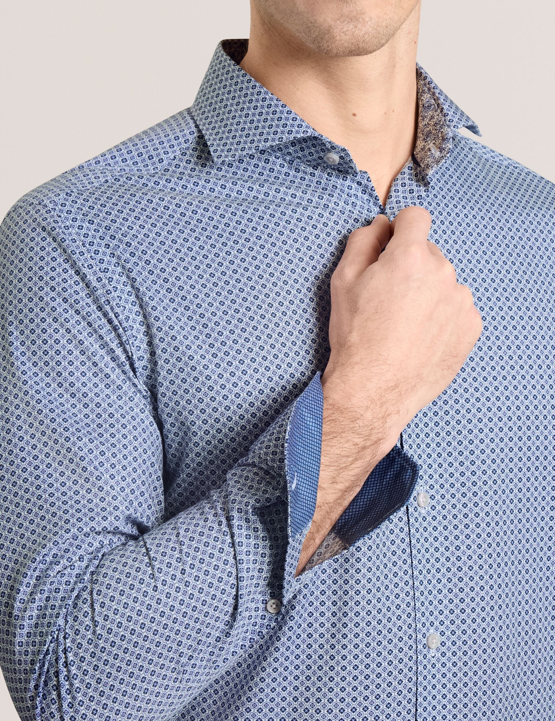 Ted Baker NANTUCKET Geo Print Stretch Cotton Slim Fit Shirt