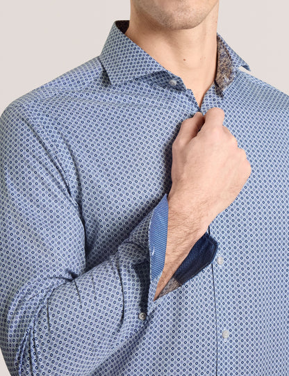 Ted Baker NANTUCKET Geo Print Stretch Cotton Slim Fit Shirt