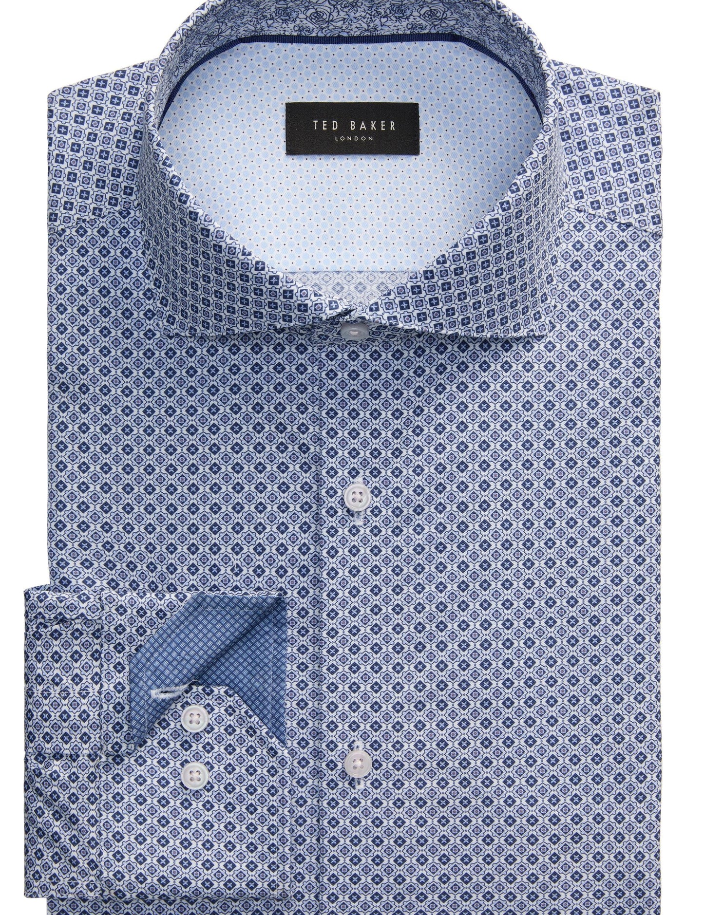 Ted Baker NANTUCKET Geo Print Stretch Cotton Slim Fit Shirt