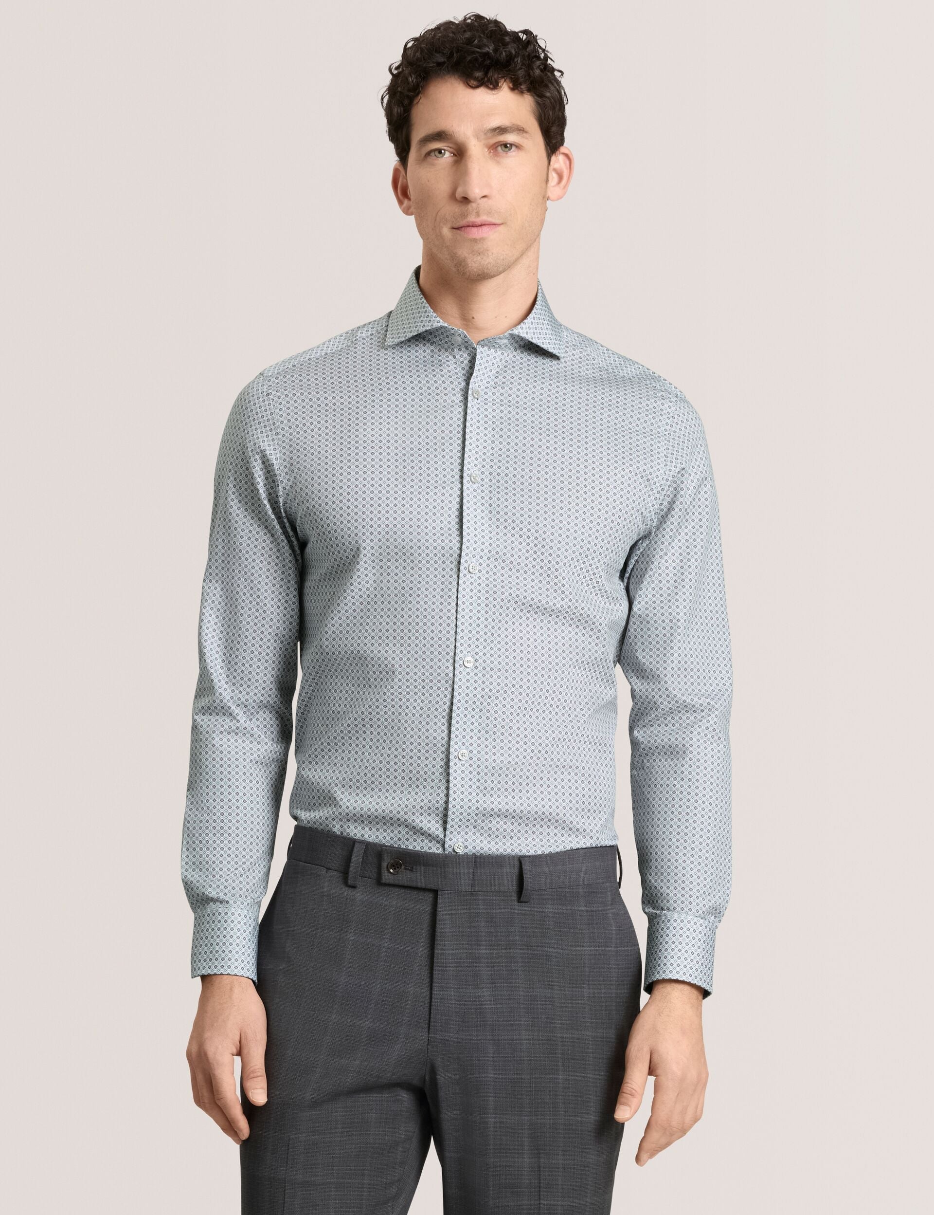 Ted Baker NANTUCKET Geo Print Stretch Cotton Slim Fit Shirt