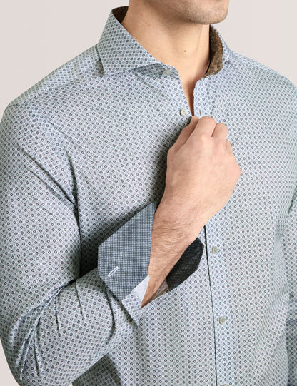Ted Baker NANTUCKET Geo Print Stretch Cotton Slim Fit Shirt