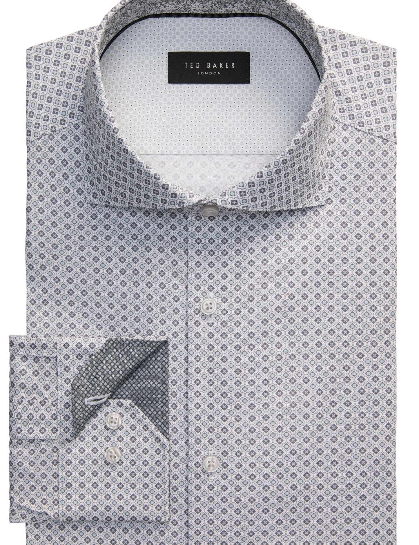 Ted Baker NANTUCKET Geo Print Stretch Cotton Slim Fit Shirt
