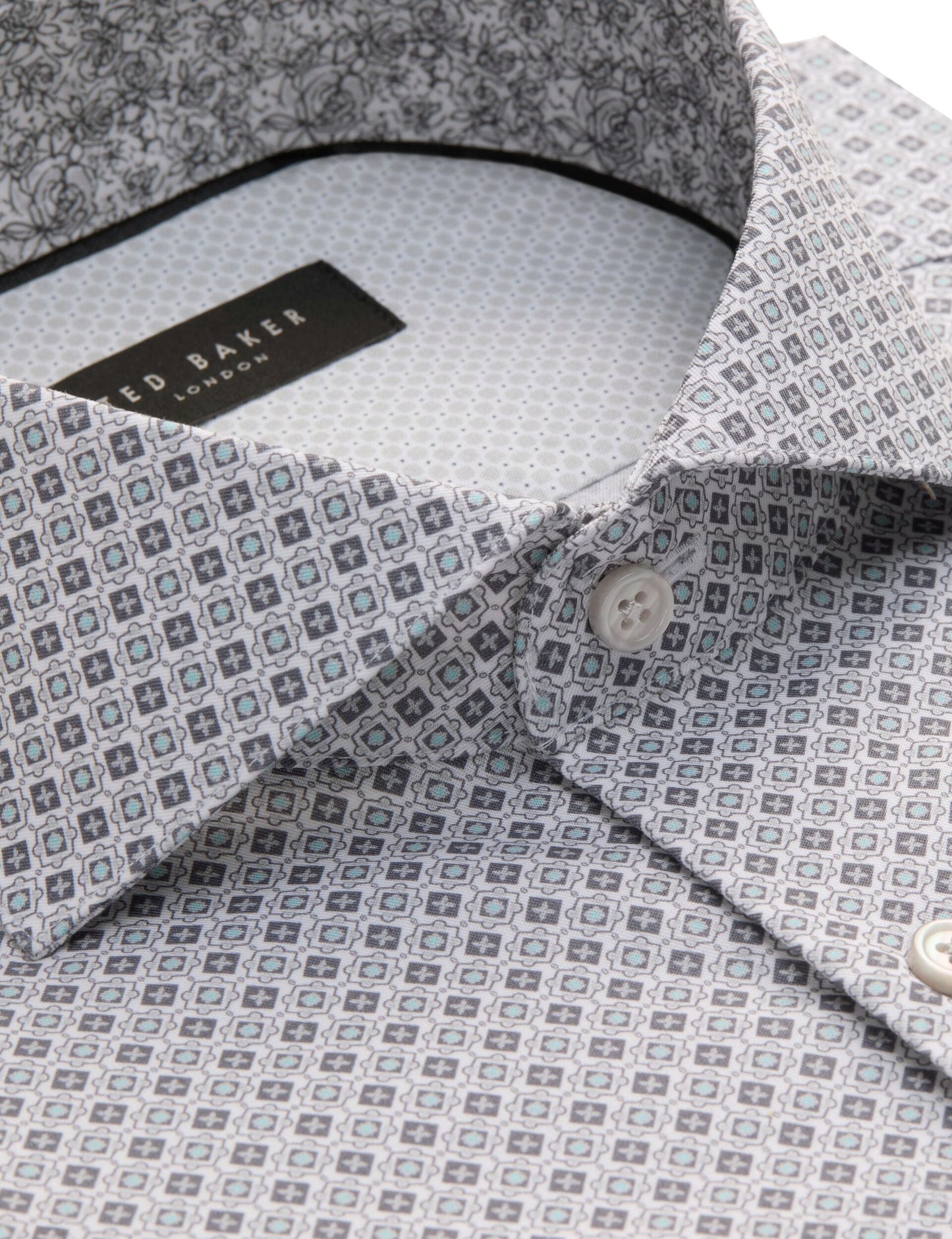 Ted Baker NANTUCKET Geo Print Stretch Cotton Slim Fit Shirt