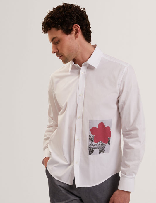Ted Baker ALVIRO Graphic Patch Relaxed Fit Cotton Shirt