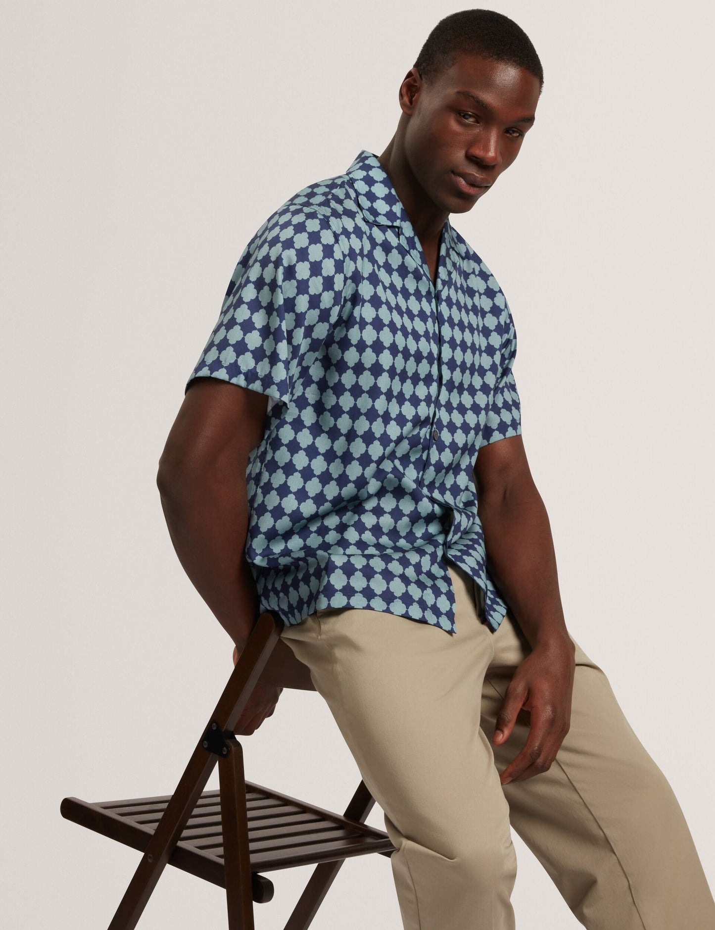 Ted Baker IBICUI Tile Print Tencel Short Sleeve Shirt