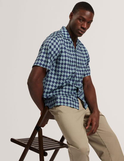 Ted Baker IBICUI Tile Print Tencel Short Sleeve Shirt
