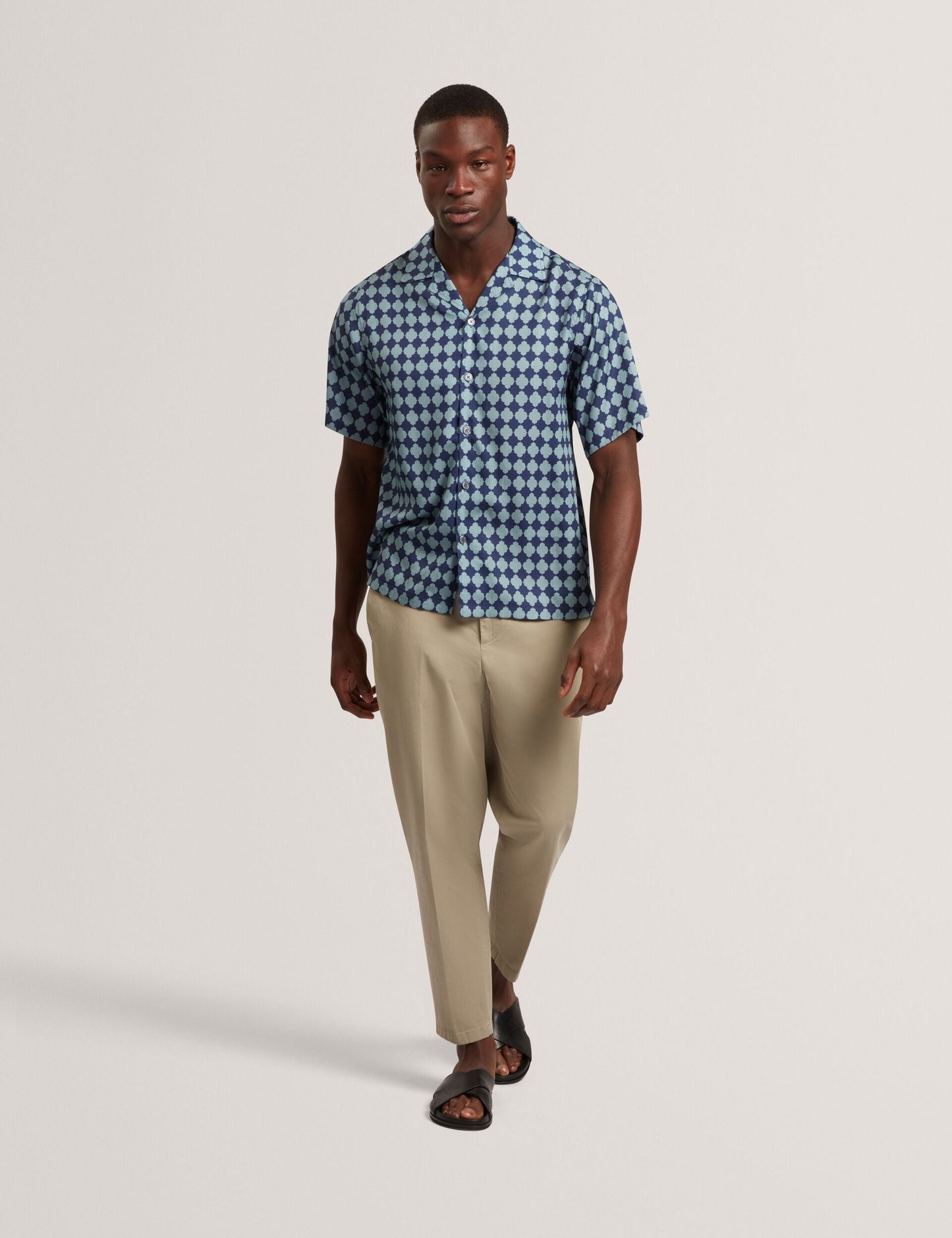 Ted Baker IBICUI Tile Print Tencel Short Sleeve Shirt