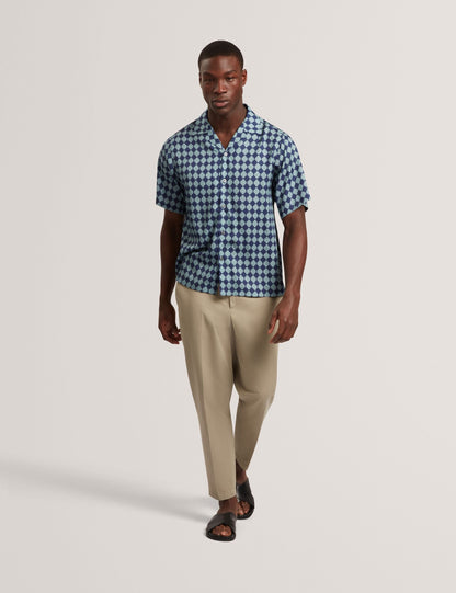 Ted Baker IBICUI Tile Print Tencel Short Sleeve Shirt