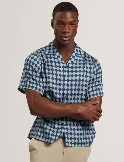 Ted Baker IBICUI Tile Print Tencel Short Sleeve Shirt