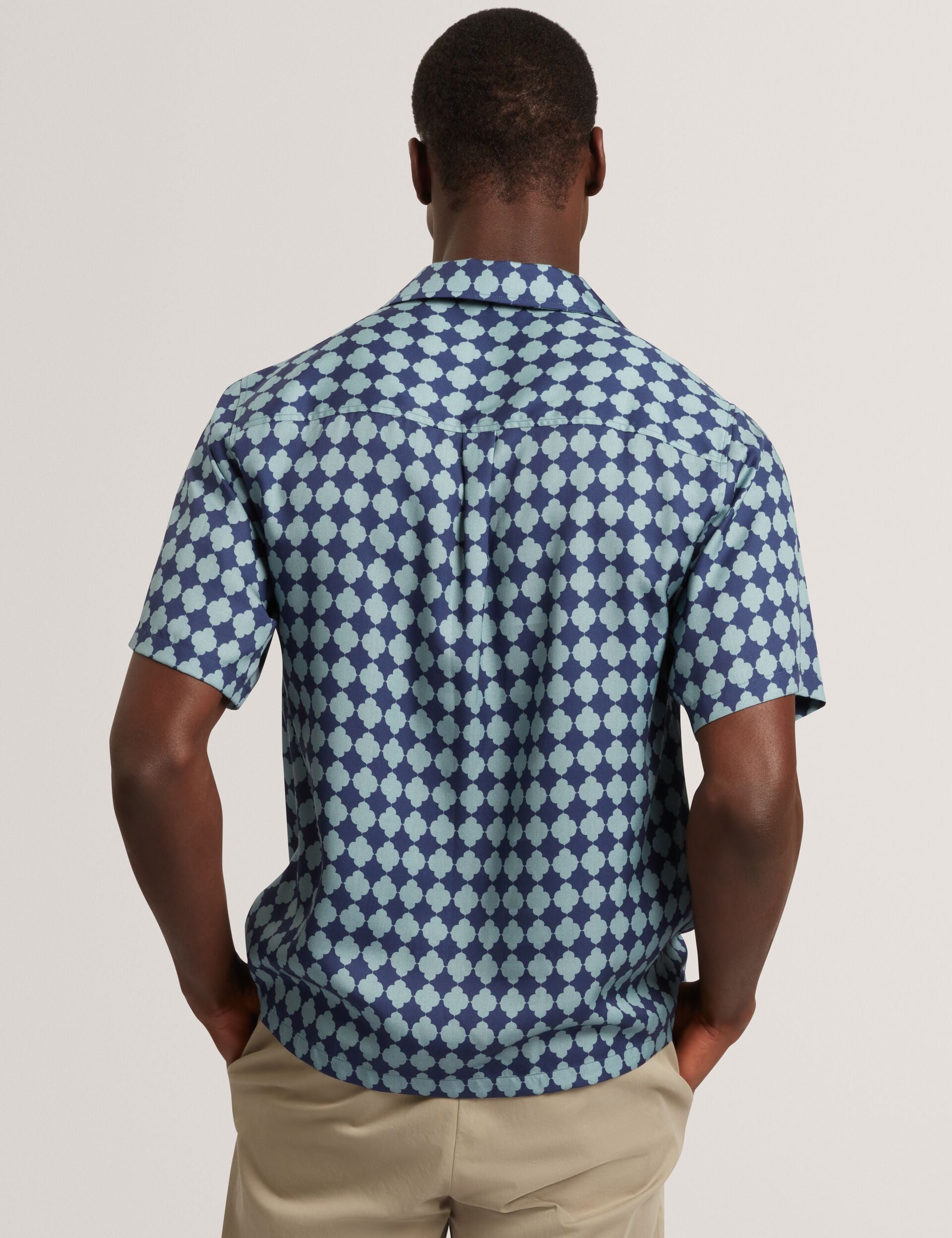 Ted Baker IBICUI Tile Print Tencel Short Sleeve Shirt