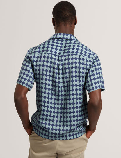 Ted Baker IBICUI Tile Print Tencel Short Sleeve Shirt