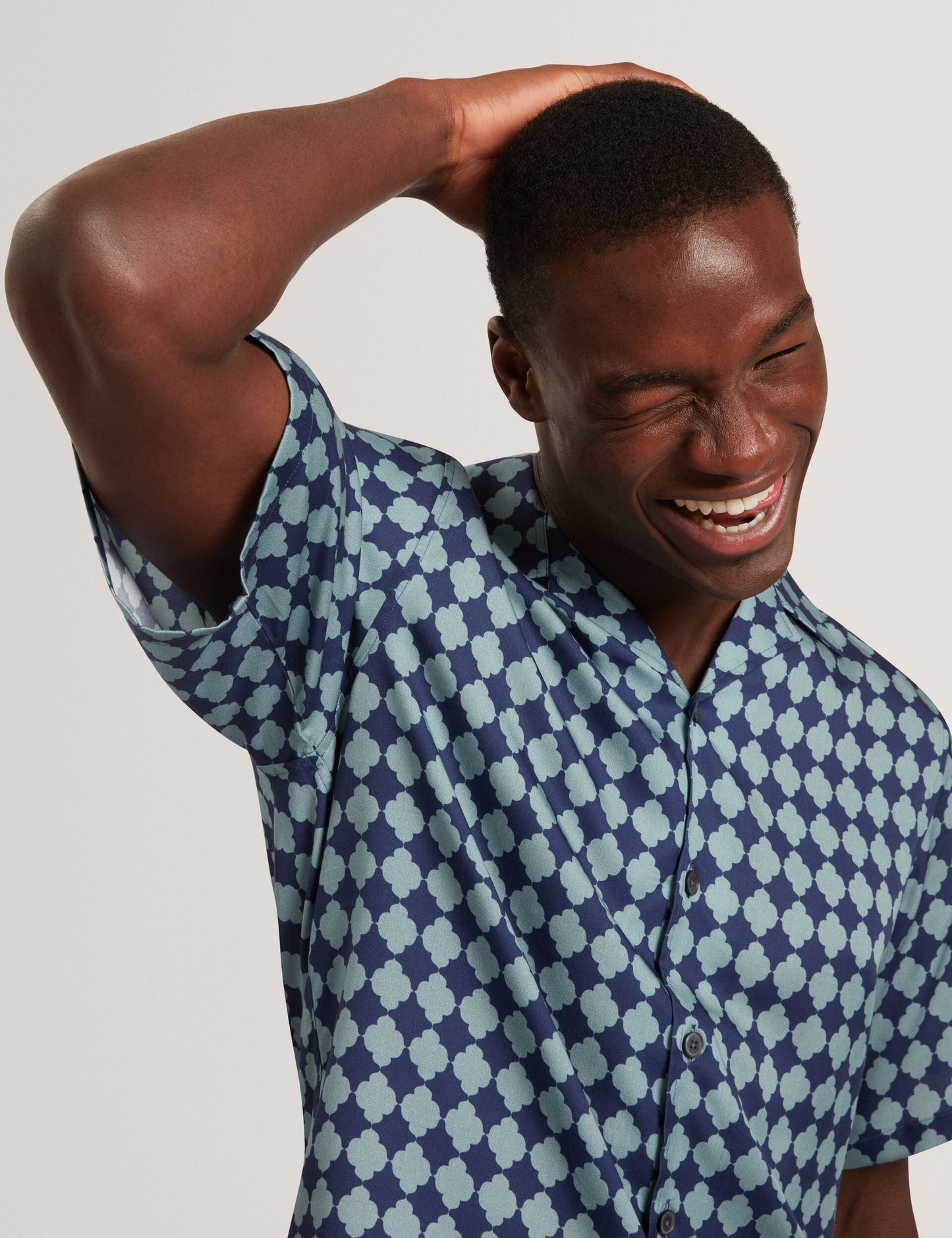 Ted Baker IBICUI Tile Print Tencel Short Sleeve Shirt