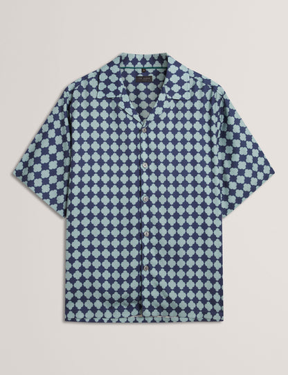 Ted Baker IBICUI Tile Print Tencel Short Sleeve Shirt
