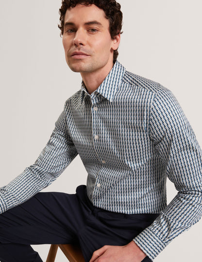 Ted Baker FIRDAWI Slim Geo Striped Long Sleeve Shirt