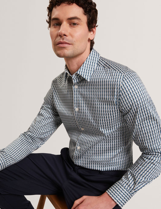 Ted Baker FIRDAWI Slim Geo Striped Long Sleeve Shirt