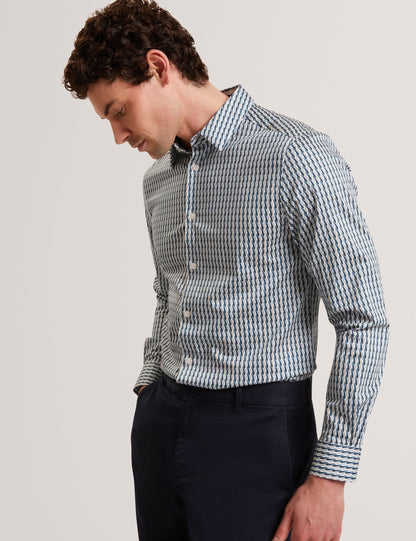 Ted Baker FIRDAWI Slim Geo Striped Long Sleeve Shirt