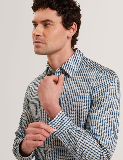 Ted Baker FIRDAWI Slim Geo Striped Long Sleeve Shirt