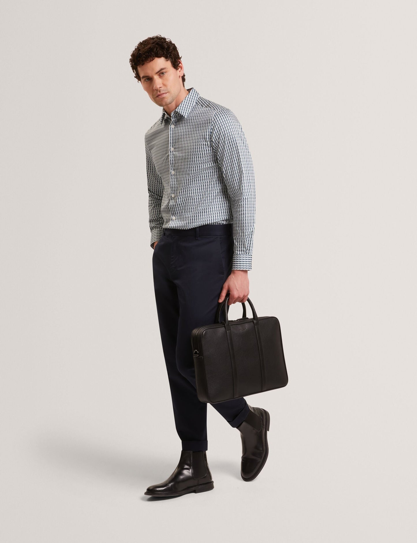 Ted Baker FIRDAWI Slim Geo Striped Long Sleeve Shirt
