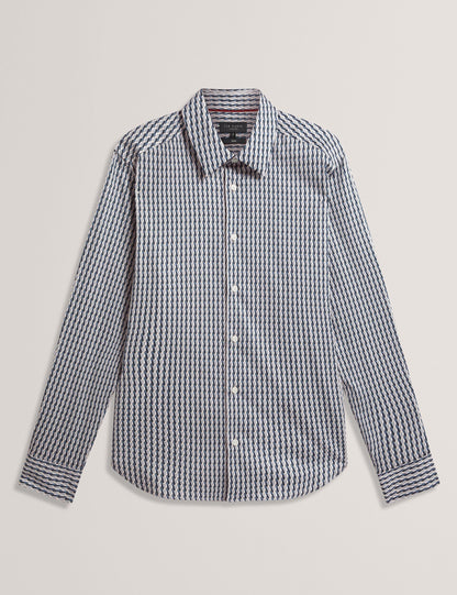 Ted Baker FIRDAWI Slim Geo Striped Long Sleeve Shirt