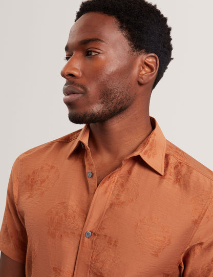 Ted Baker FABIANE Floral Jacquard Woven Short Sleeve Shirt