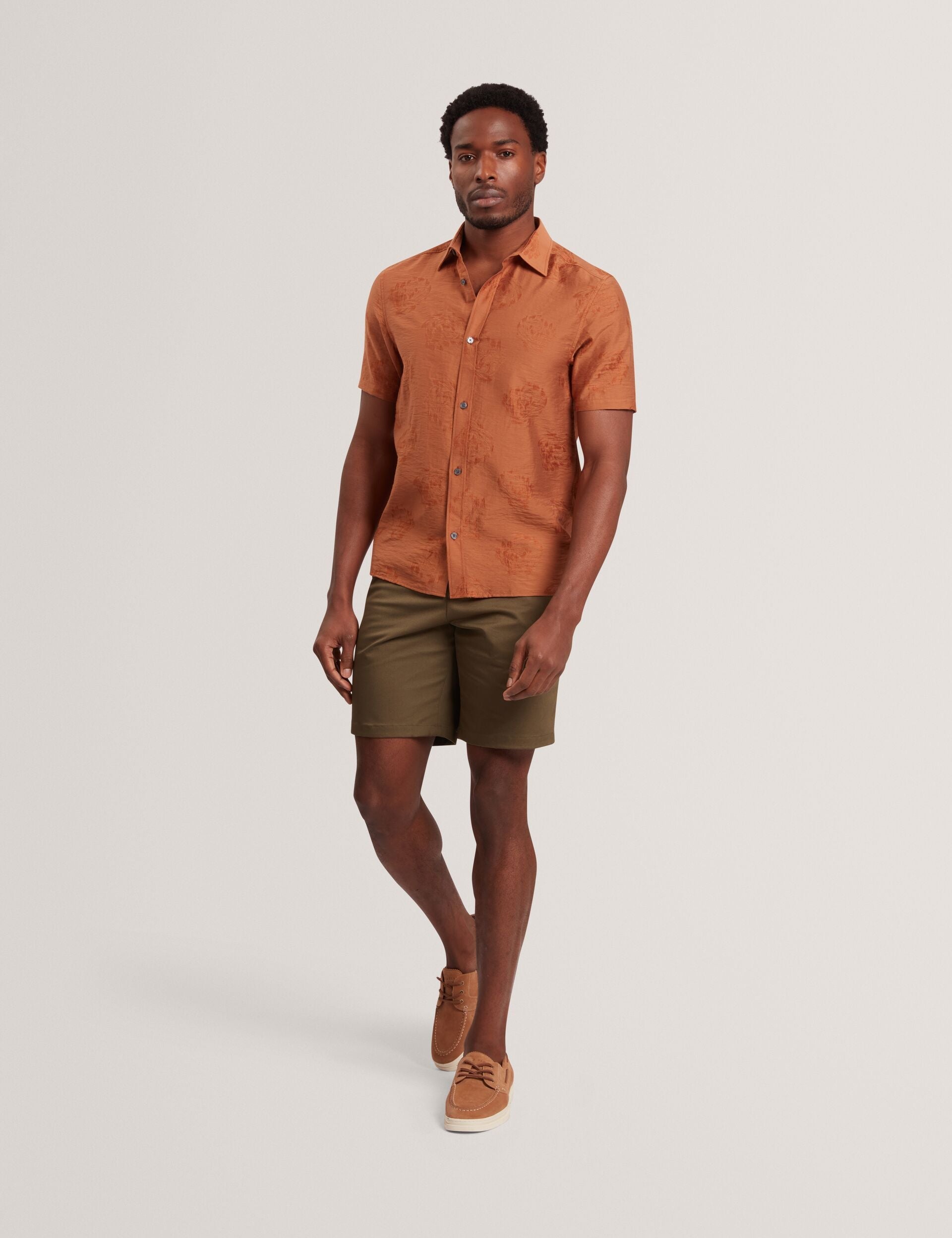 Ted Baker FABIANE Floral Jacquard Woven Short Sleeve Shirt