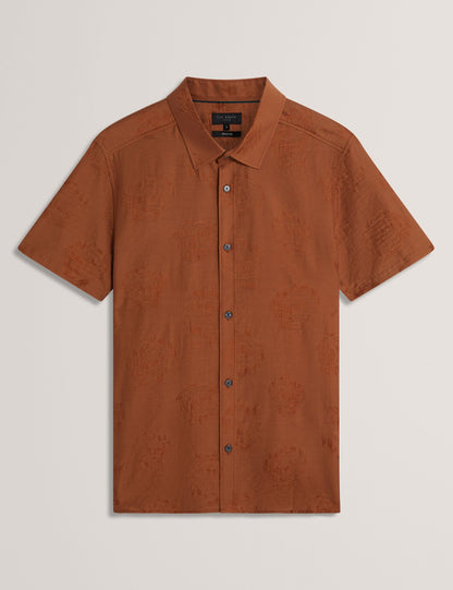Ted Baker FABIANE Floral Jacquard Woven Short Sleeve Shirt