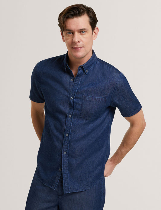Ted Baker MIREK Regular Fit Chambray Short Sleeve Shirt