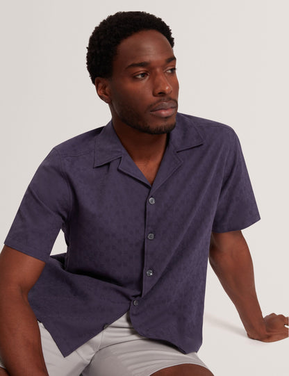 Ted Baker FLEURRE Jacquard Floral Cotton Short Sleeve Shirt