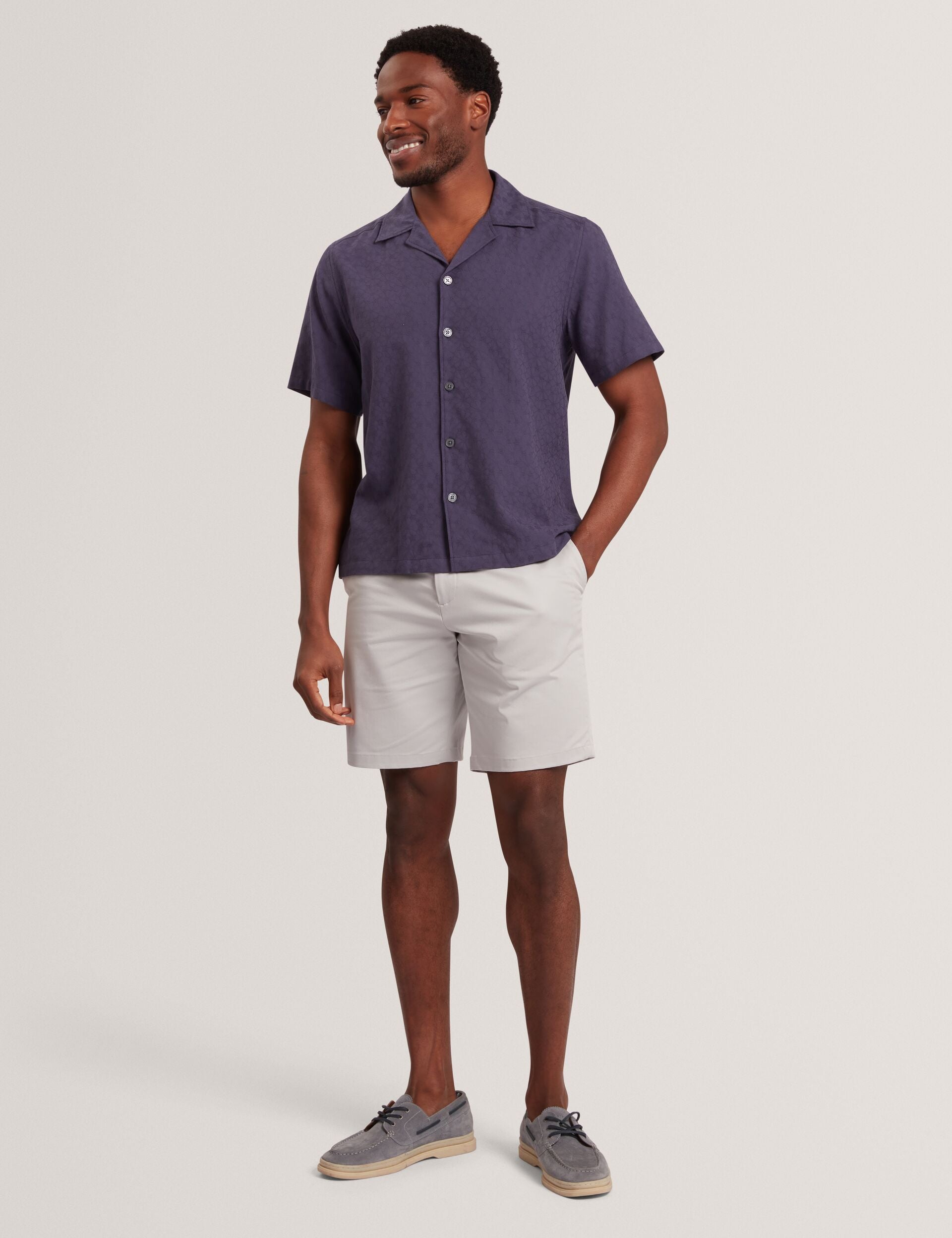 Ted Baker FLEURRE Jacquard Floral Cotton Short Sleeve Shirt