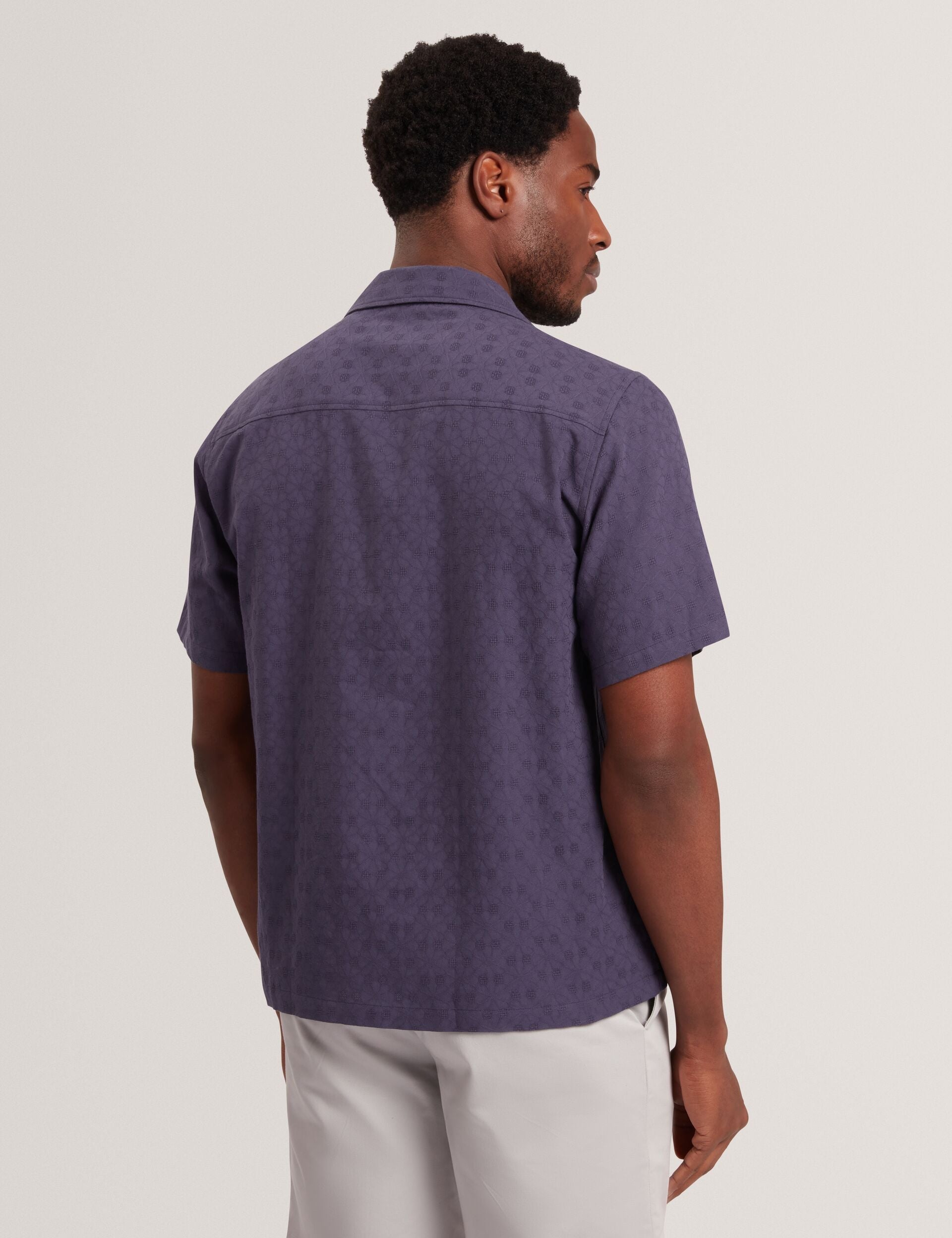 Ted Baker FLEURRE Jacquard Floral Cotton Short Sleeve Shirt