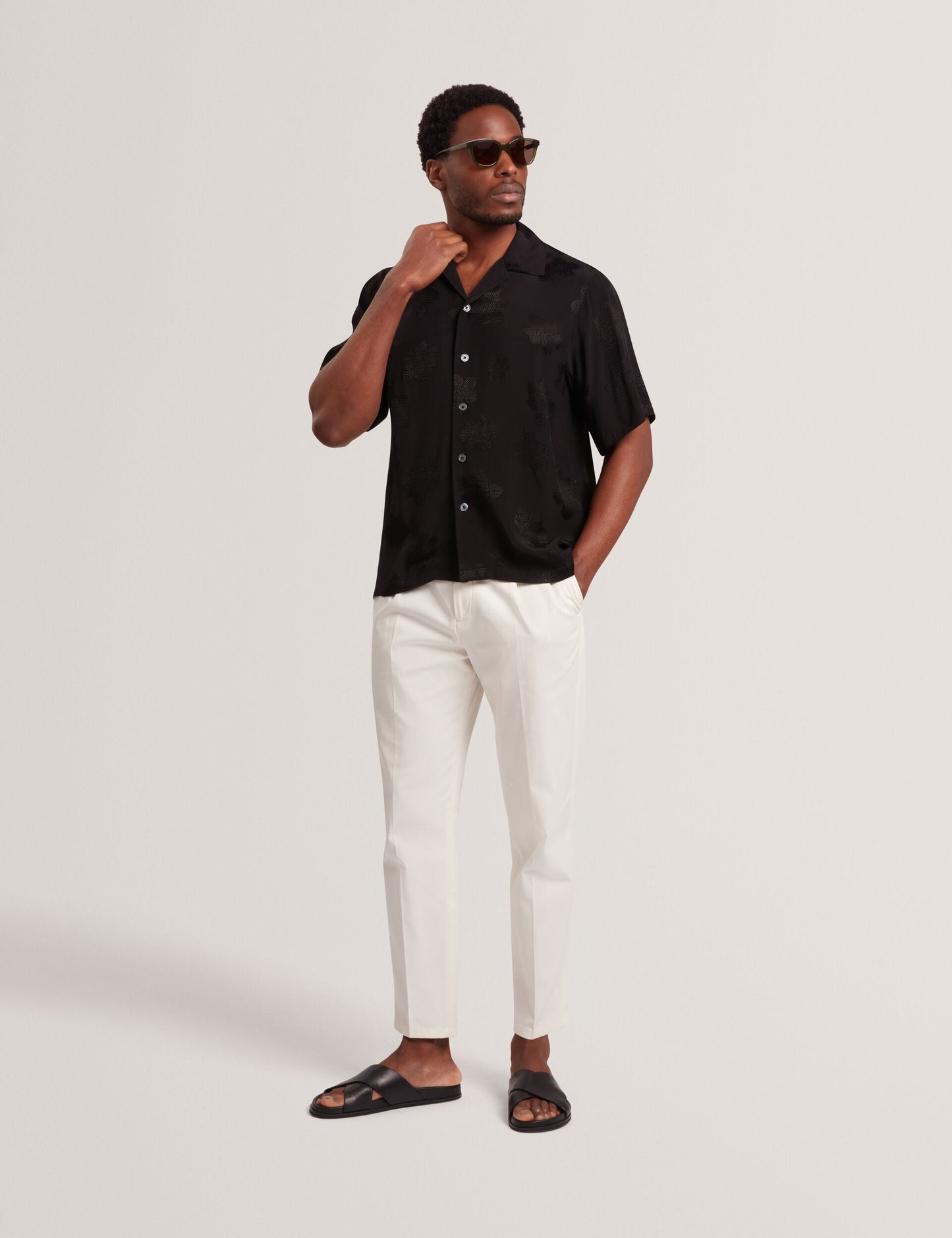 Ted Baker THOVAN Textured Floral Relaxed Short Sleeve Shirt