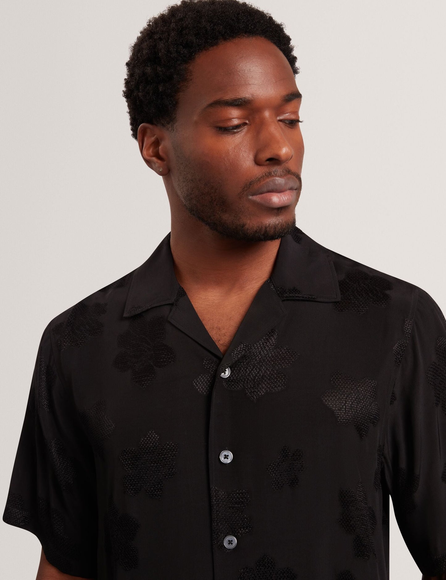 Ted Baker THOVAN Textured Floral Relaxed Short Sleeve Shirt