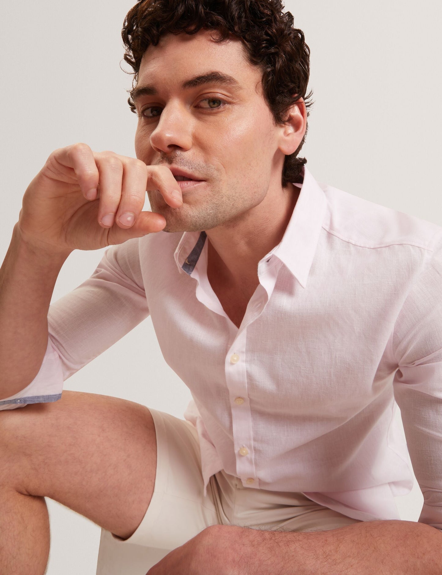 Ted Baker PRYNN Linen Cotton Woven Long Sleeve Shirt