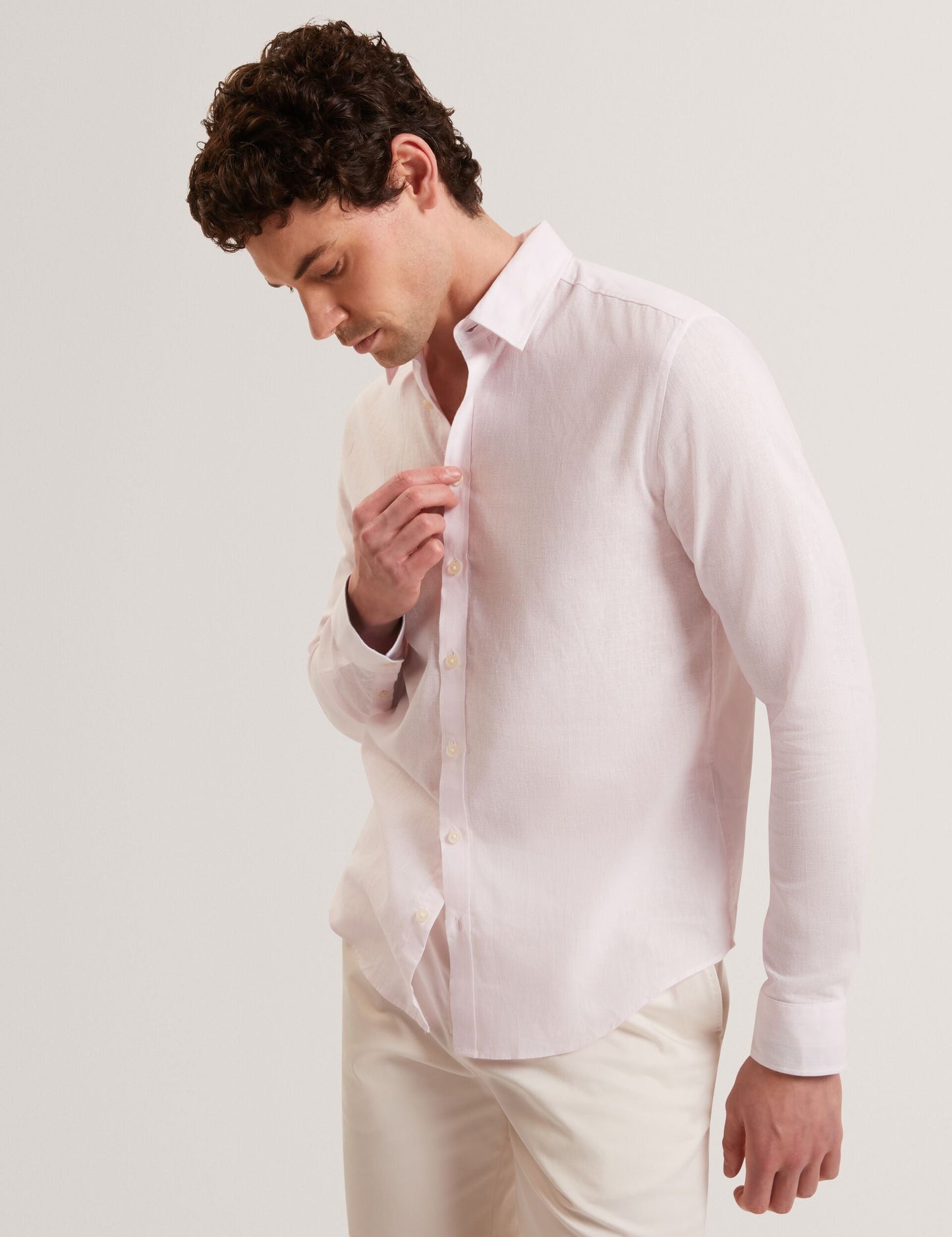 Ted Baker PRYNN Linen Cotton Woven Long Sleeve Shirt
