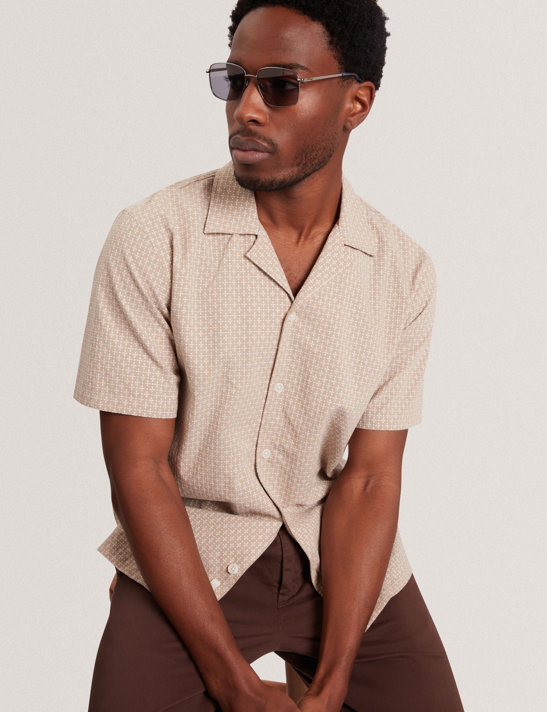 Ted Baker MERRIK Relaxed Geo Stitch Short Sleeve Shirt