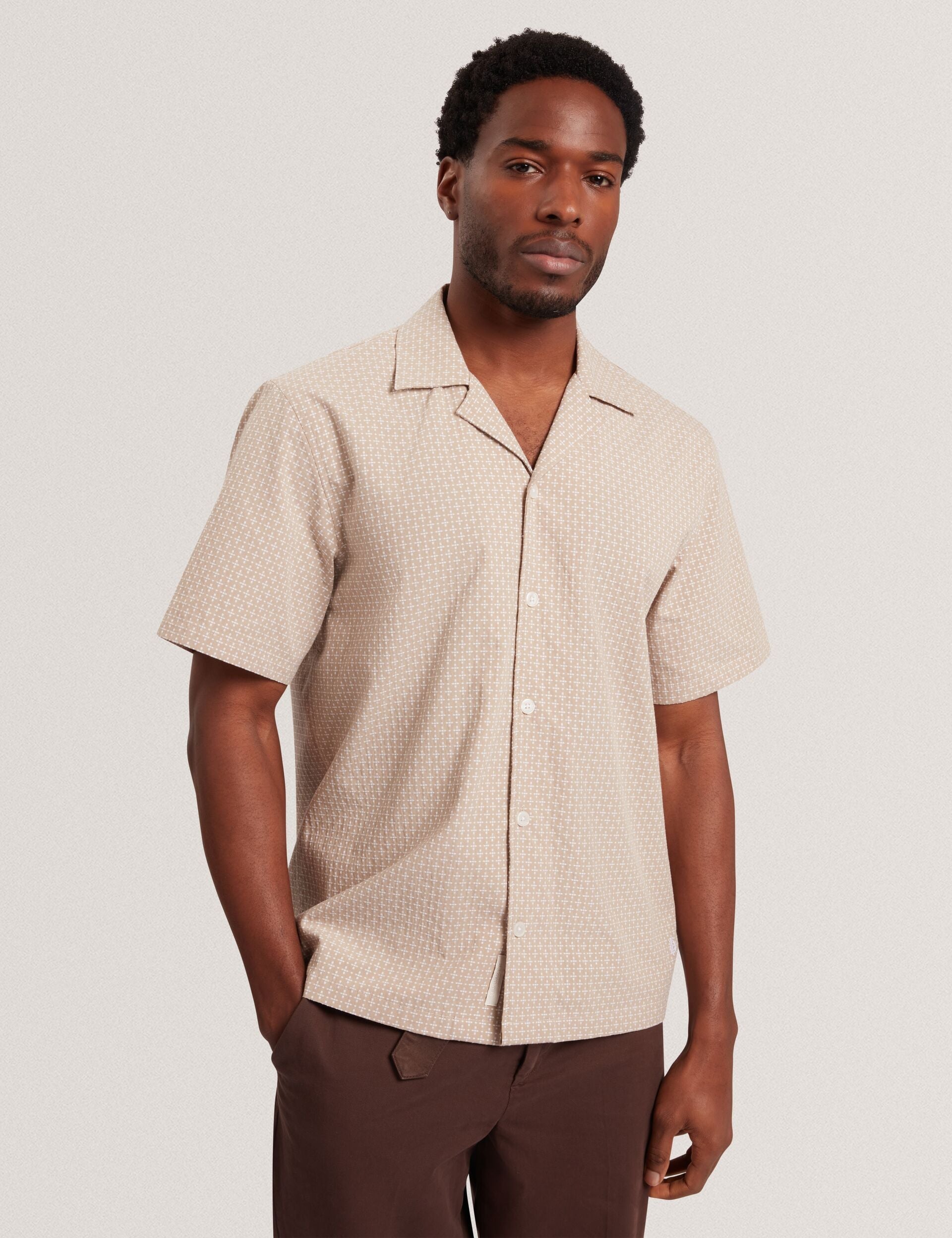 Ted Baker MERRIK Relaxed Geo Stitch Short Sleeve Shirt