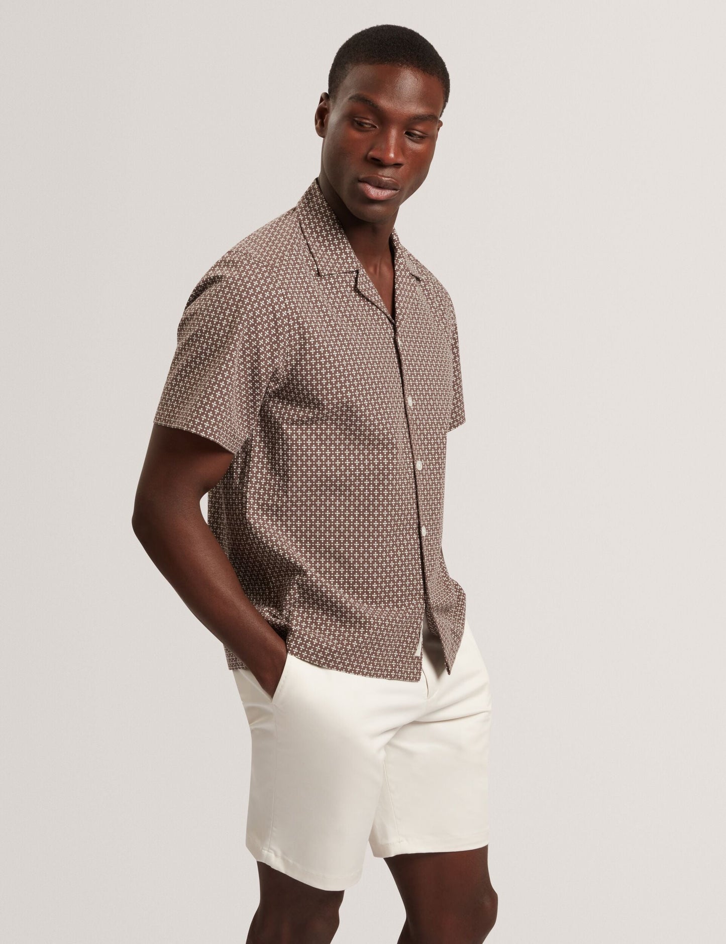 Ted Baker MERRIK Relaxed Geo Stitch Short Sleeve Shirt