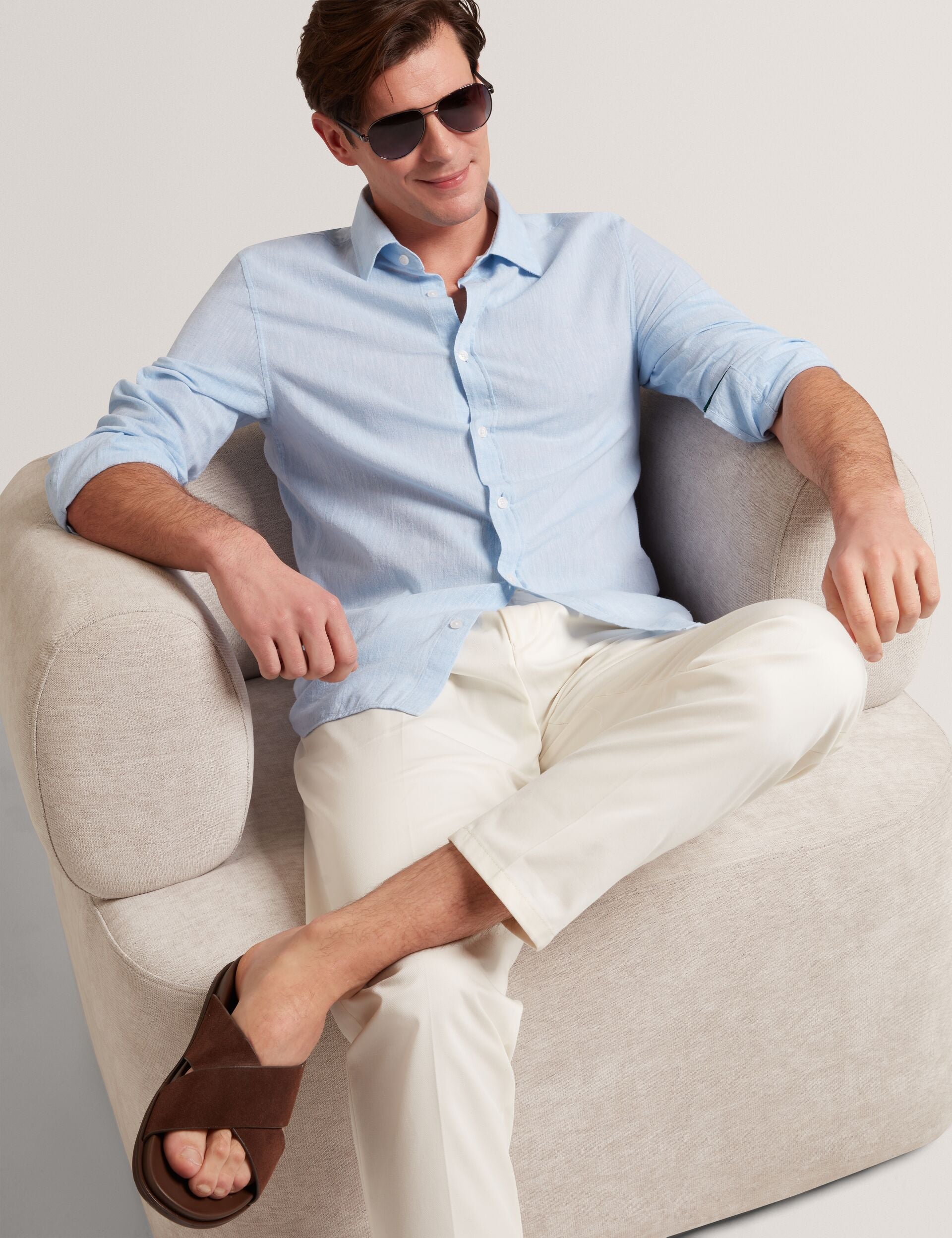 Ted Baker PRYNN Linen Cotton Woven Long Sleeve Shirt
