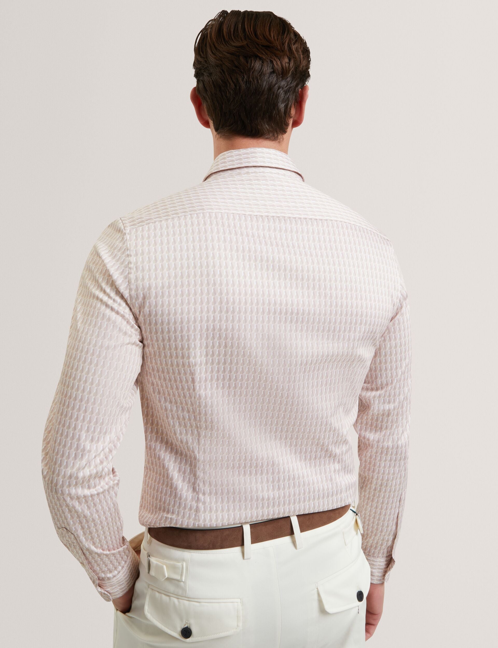Ted Baker FIRDAWI Slim Geo Striped Long Sleeve Shirt