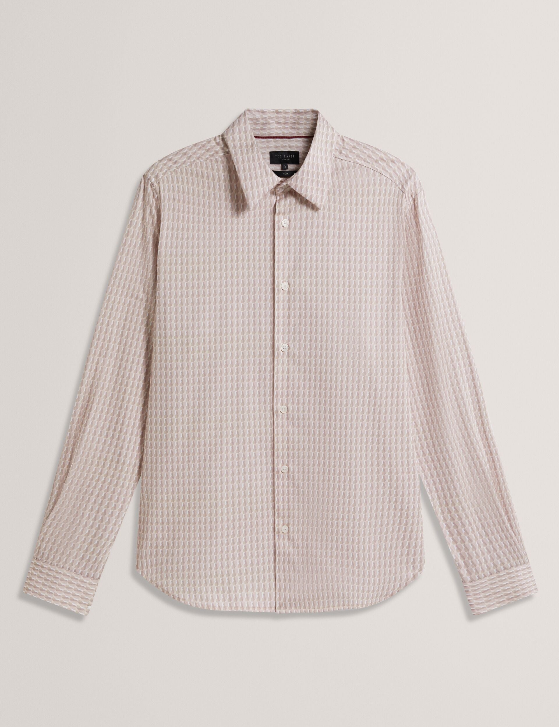 Ted Baker FIRDAWI Slim Geo Striped Long Sleeve Shirt