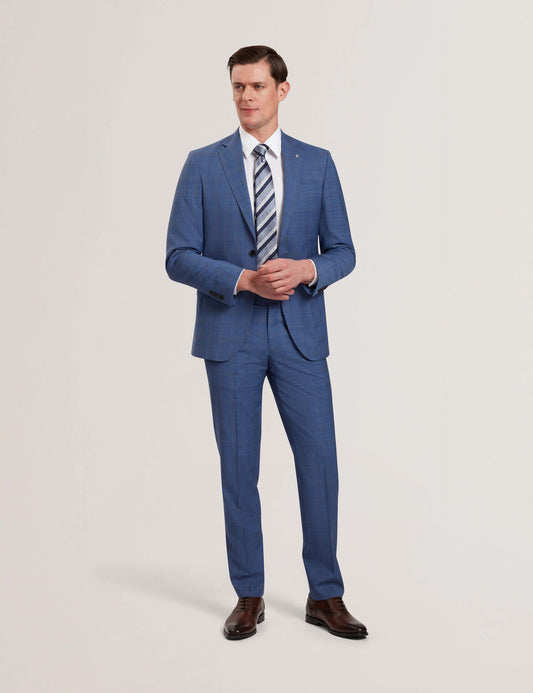 Ted Baker JAYADS - Slim Fit Blue Check Wool Suit Pants