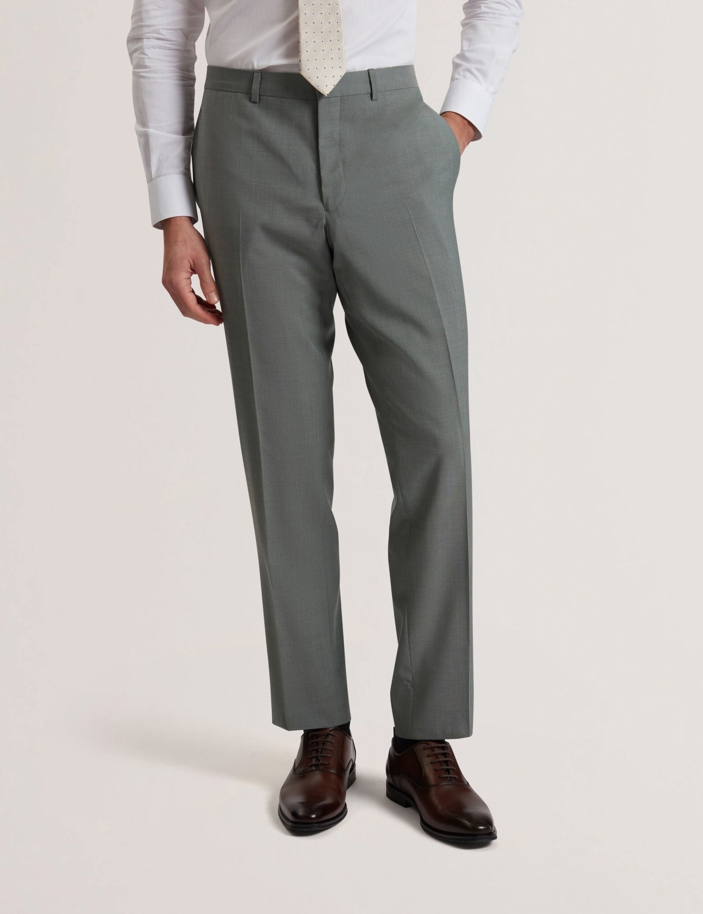 Ted Baker ROGERLYS - Slim Fit Sage Green Wool Suit Pants